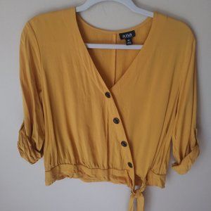Yellow Button Tie Shirt
